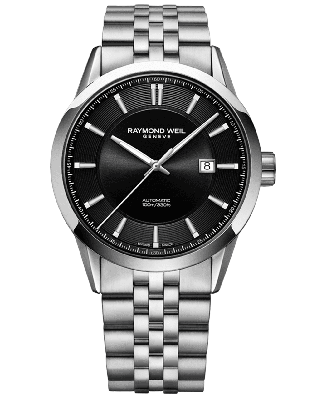 Freelancer Men’s Automatic Black Dial Stainless Steel Bracelet Watch, 42 mm