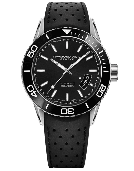 Freelancer Men’s Steel Black Rubber Strap Diver Watch