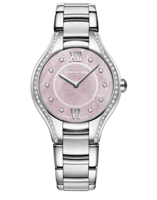Noemia Ladies Stainless Steel Pink Dial Diamond Quartz Watch