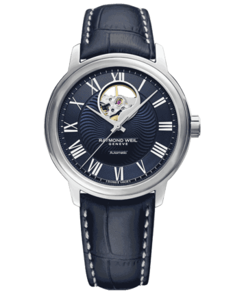 RAYMOND WEIL maestro Blues automatic open-aperture blue leather watch