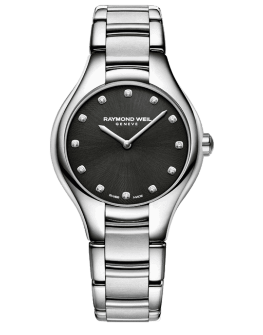 Noemia Ladies Diamond Dial Black Quartz Watch