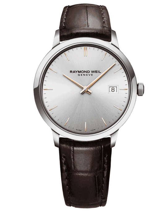 Toccata Men’s Quartz Silver Dial Brown Leather Strap Watch, 39mm