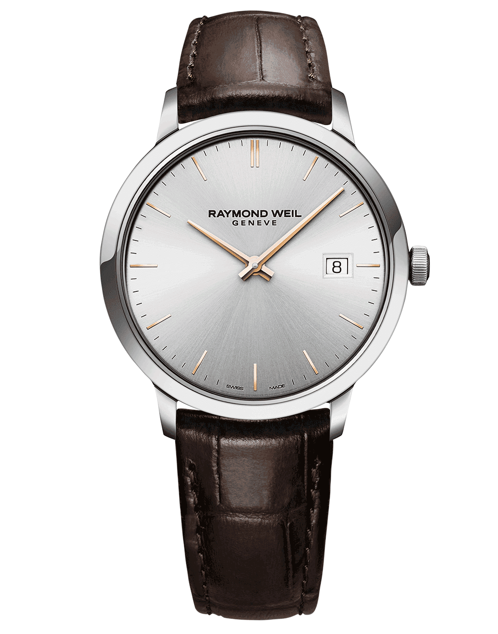 Toccata Men’s Quartz Silver Dial Brown Leather Strap Watch, 39mm