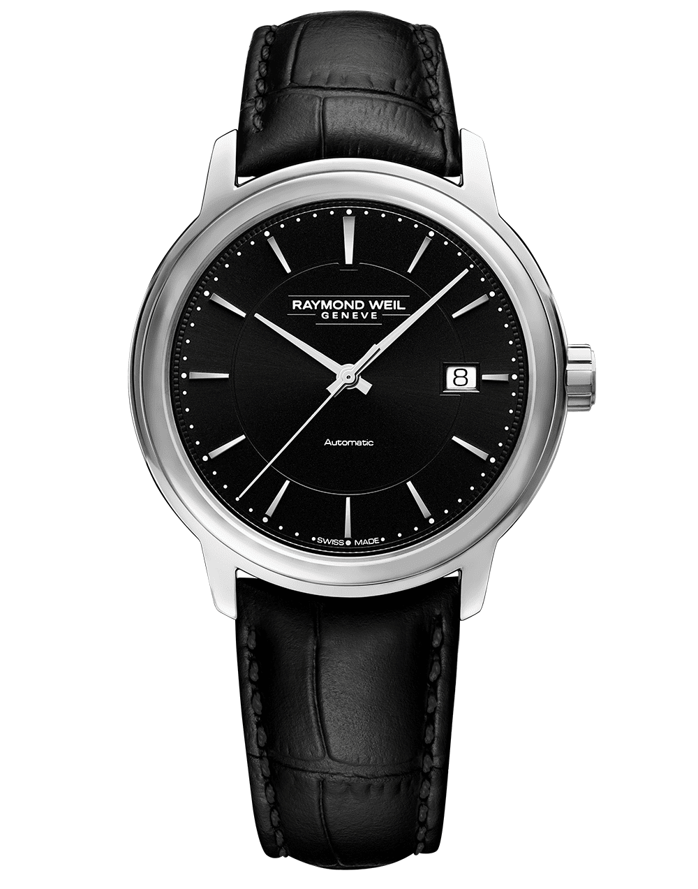 Maestro Men’s Black Dial Automatic Leather Watch
