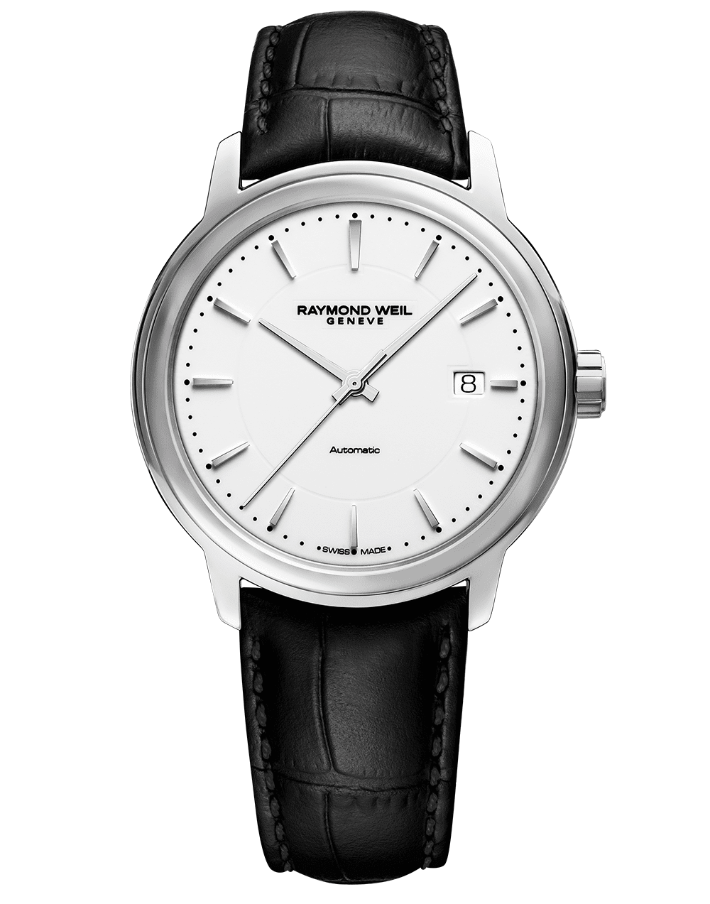 Maestro Men’s White Dial Automatic Leather Watch