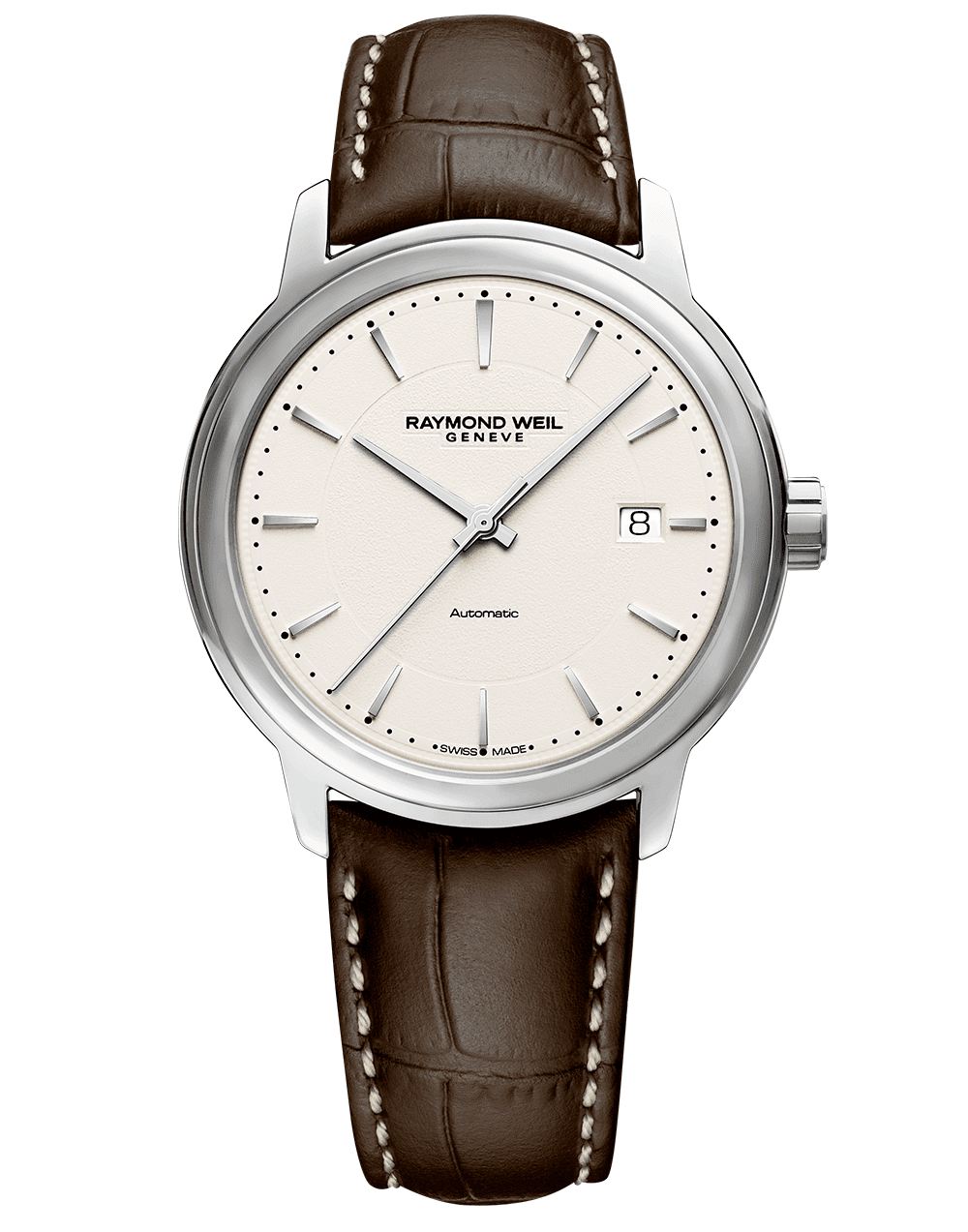 Maestro Men’s Ivory Automatic Leather Watch