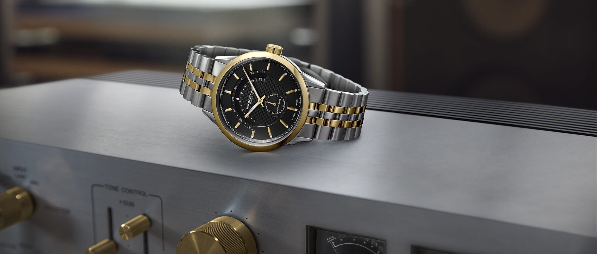 RAYMOND WEIL Men's Luxury Swiss Watch featuring the Freelancer Men's Half-moon Two-Tone Automatic Watch