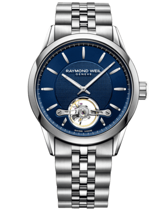 RAYMOND WEIL freelancer blue dial visible balance wheel