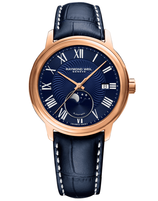 Maestro Men’s Moon Phase Automatic Leather Watch