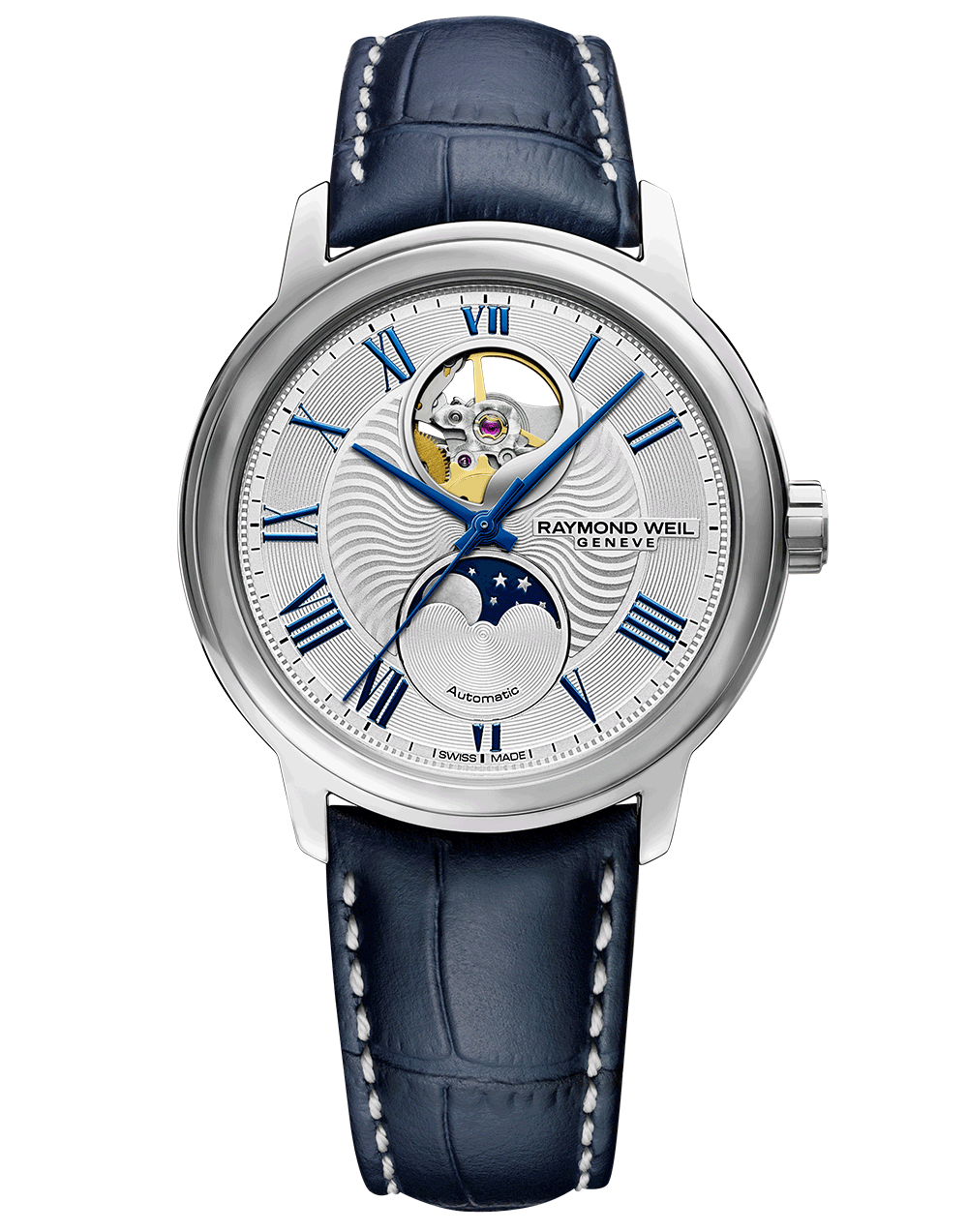 Maestro Men’s Moon Phase Automatic Leather Watch