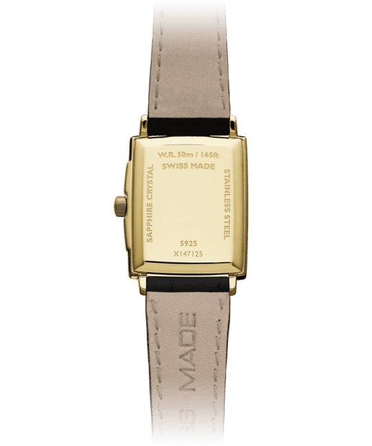 Toccata Ladies Quartz Gold PVD White Dial Leather Strap Watch, 22.6 x 28.1mm