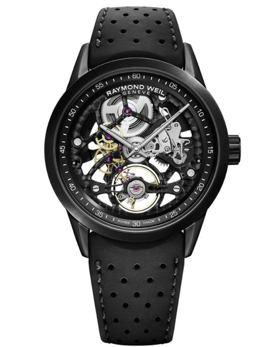 Freelancer Men’s Skeleton RW1212 Black Dial Rubber Strap Watch, 42mm