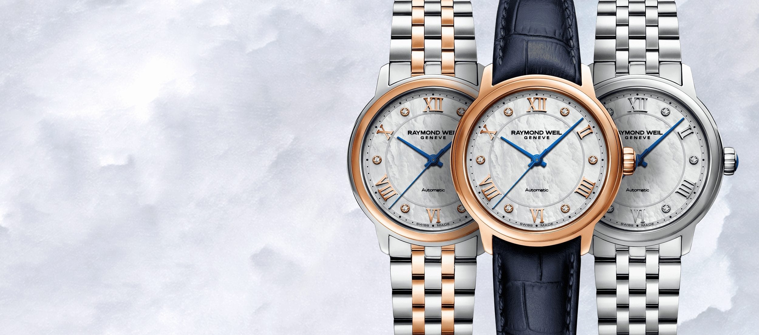 Product View Maestro Ladies Automatic mother Of Pearl Diamond Leather