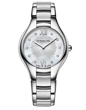 Front View Noemia Ladies Diamond Dial Mother Of Pearl Quartz