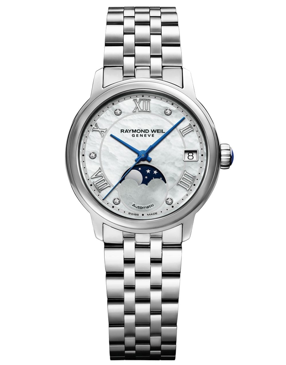 Maestro Ladies Automatic Moon phase Mother-of-Pearl Diamond Watch, 34mm
