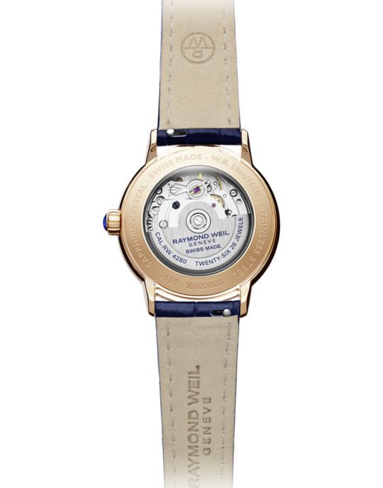 Maestro Ladies Diamond Automatic Moon phase Leather Watch, 34mm