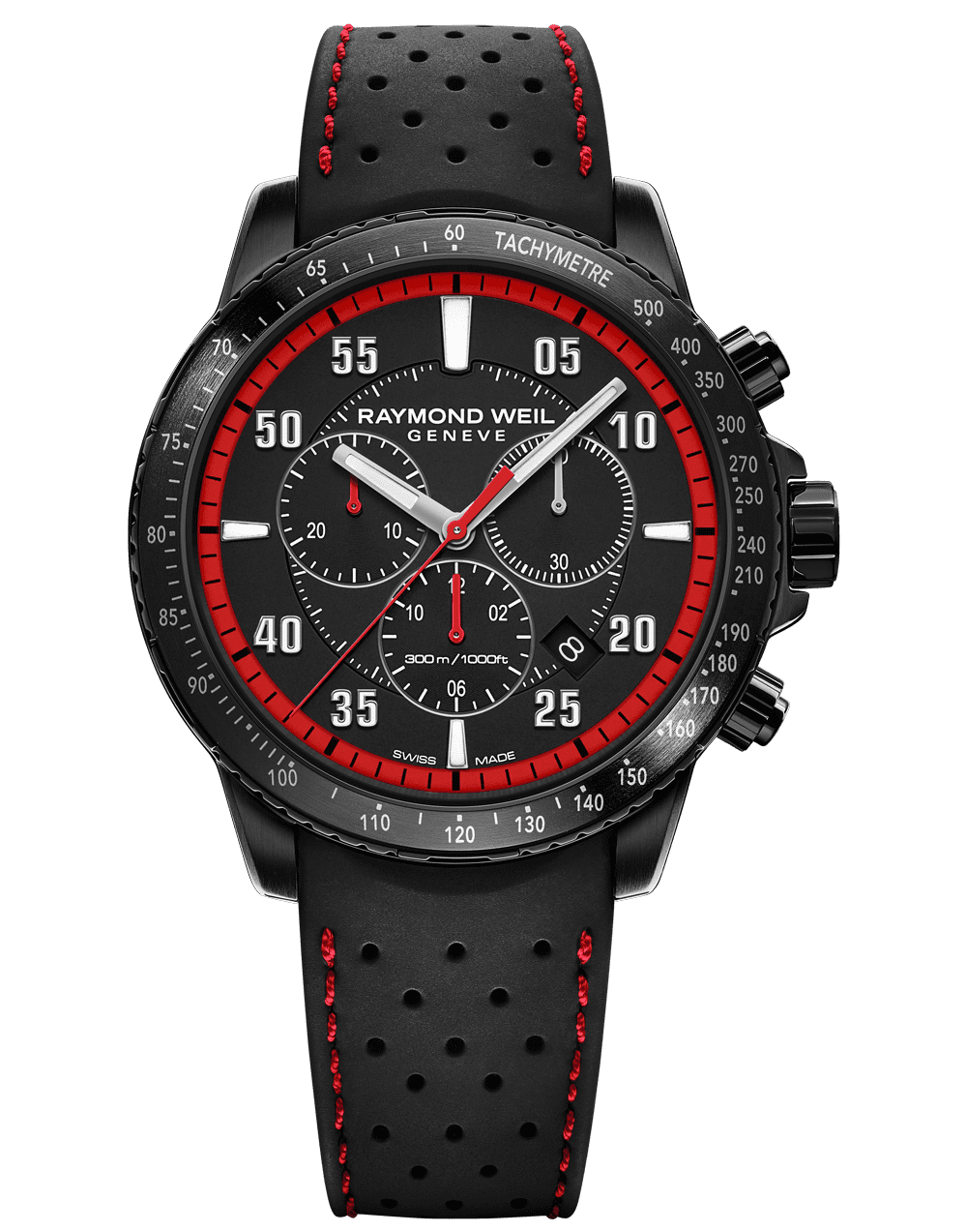 Tango 300 Men’s Quartz Chronograph Black Rubber Strap Watch, 43mm