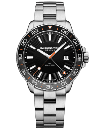 Front View Tango 300 Mens Quartz GMT Black Grey Diver