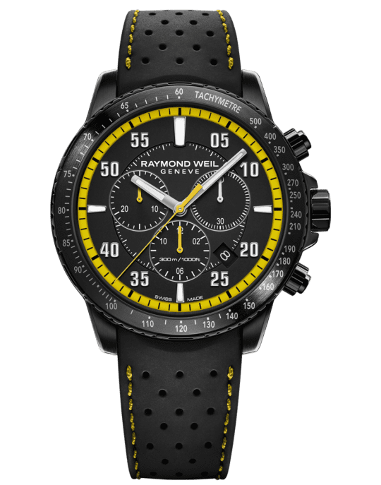 Tango 300 Men’s Quartz Chronograph Black Rubber Strap Watch, 43mm