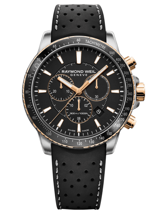 Tango 300 Men’s Quartz Chronograph Black Rubber Strap Watch, 43mm