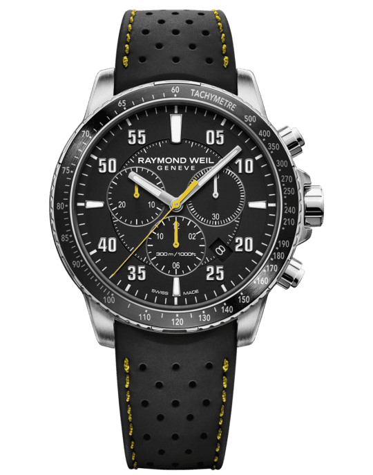 Tango 300 Men’s Quartz Chronograph Black Rubber Strap Watch, 43mm