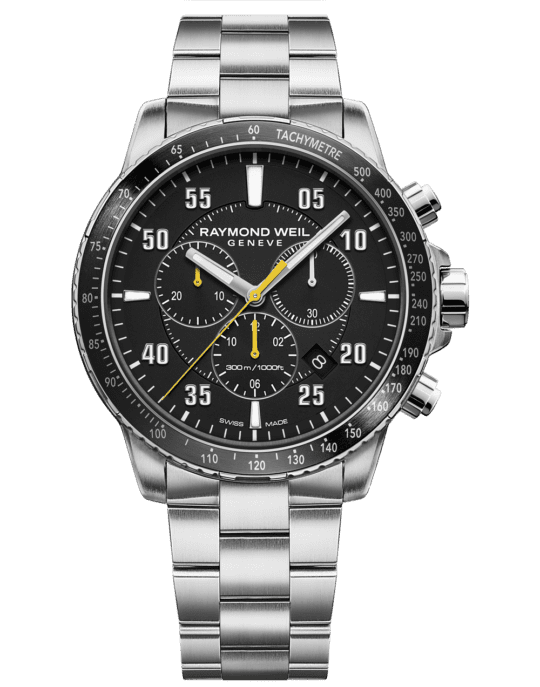 Tango 300 Men’s Quartz Chronograph Black Steel Watch, 43mm