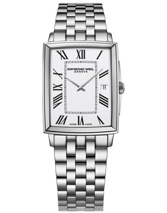Toccata Men’s Rectangular White Dial Bracelet Watch, 37 x 29mm
