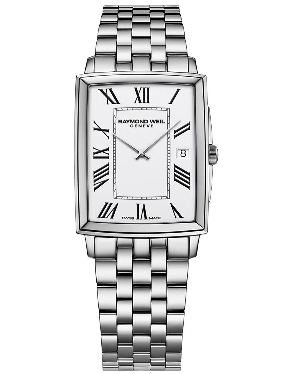 Toccata Men’s Rectangular White Dial Bracelet Watch, 37 x 29mm