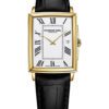 Toccata Men’s Rectangular Gold PVD White Dial Leather Strap Watch, 37 x 29mm