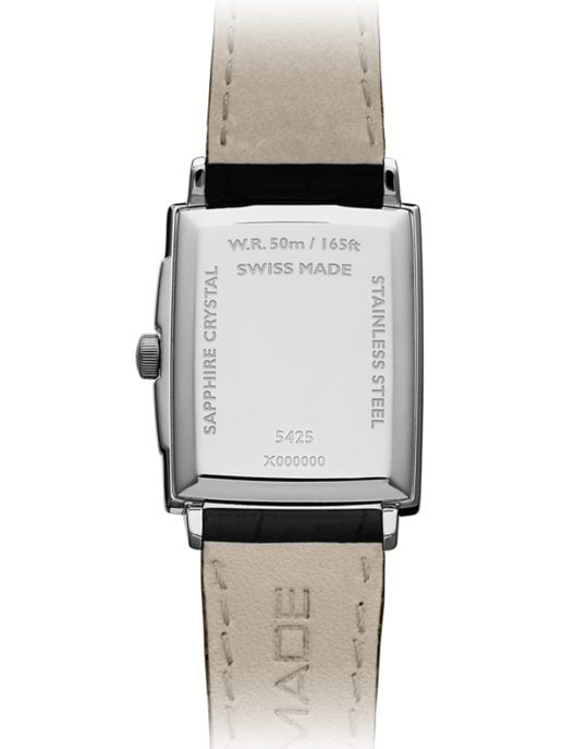 Toccata Men’s Rectangular White Dial Leather Strap Watch, 37 x 29mm