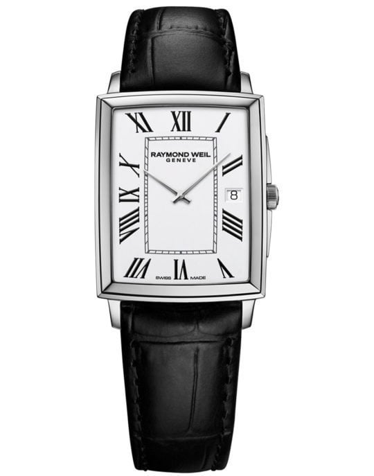 Toccata Men’s Classic Rectangular Stainless Steel Leather Watch, 37 x 29 mm