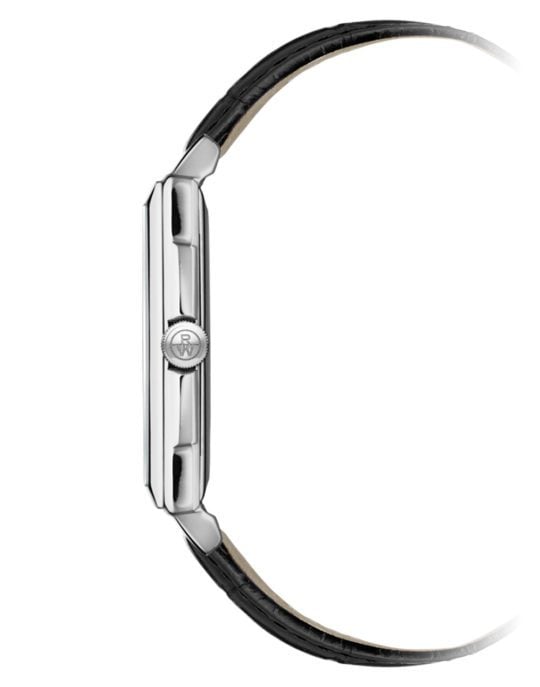 Toccata Men’s Rectangular White Dial Leather Strap Watch, 37 x 29mm