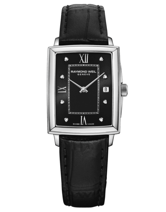 Toccata Ladies Black Dial Diamond Leather Watch, 22.6 x 28.1 mm