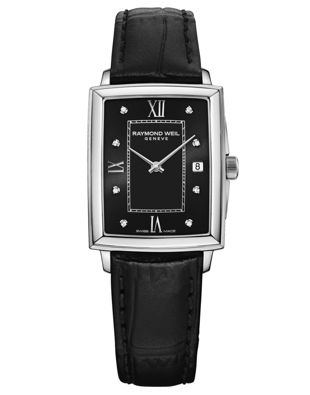 Toccata Ladies Black Dial Diamond Leather Watch, 22.6 x 28.1 mm