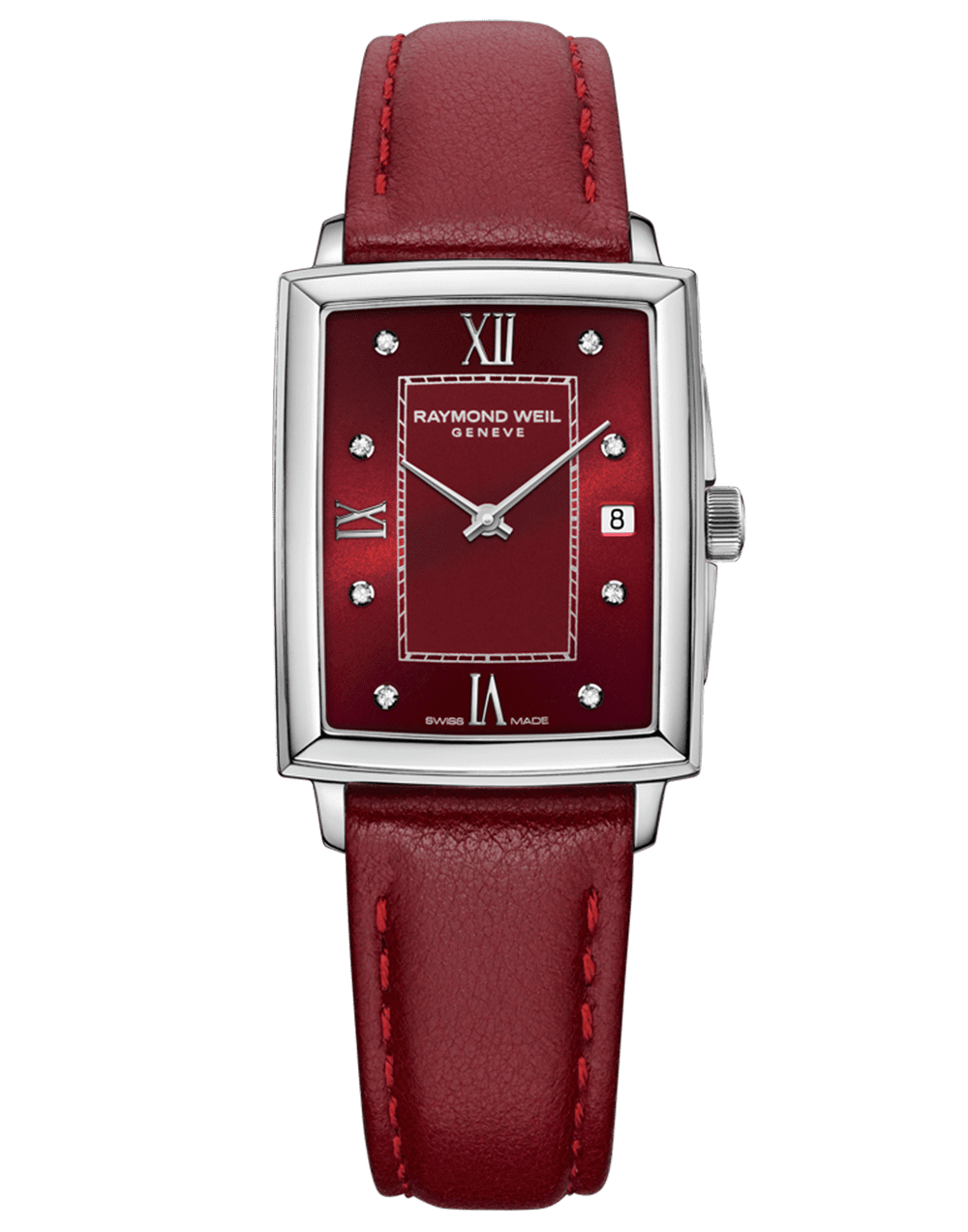 Toccata Ladies Ruby Dial Diamond Leather Watch, 22.6 x 28.1 mm