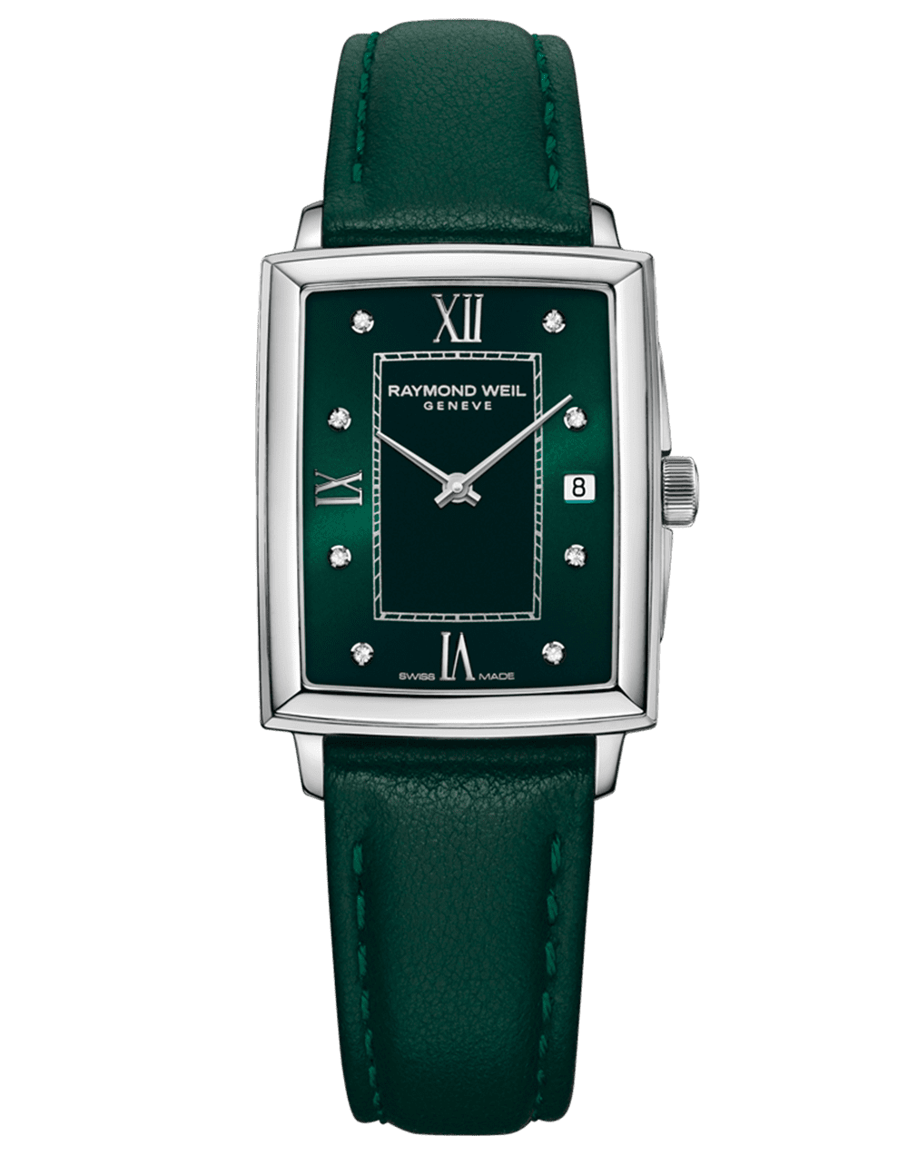 Toccata Ladies Emerald Green Dial Diamond Leather Watch, 22.6 x 28.1 mm