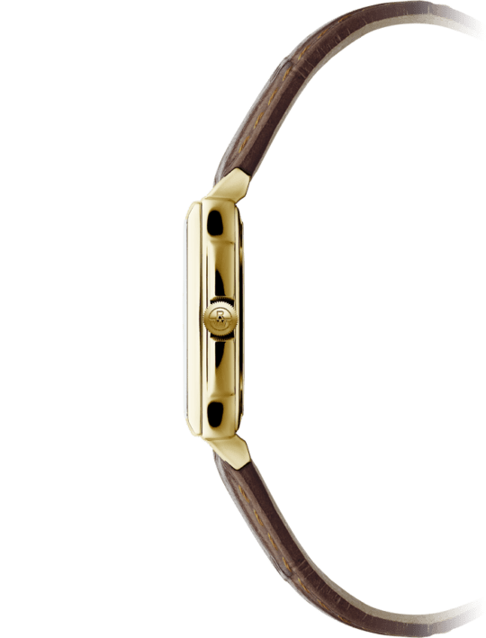 Toccata Ladies Quartz Champagne Dial Brown Leather Strap Watch, 22.6 x 28.1mm