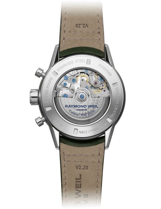 Freelancer Men’s Automatic Chronograph Green Dial Leather Strap Watch, 43.5mm