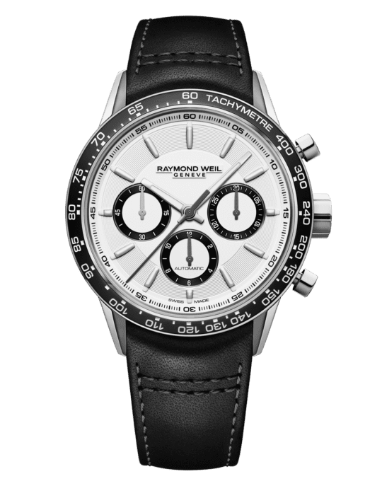 Freelancer Men’s Automatic Chronograph Black Leather Watch, 43.5mm