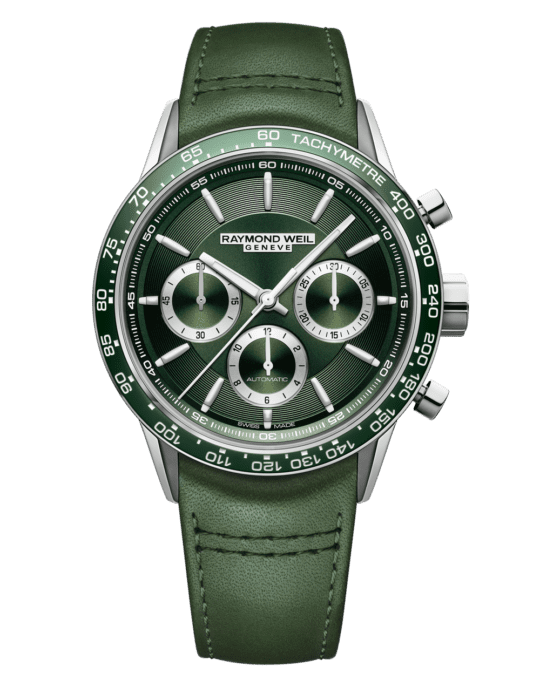 Freelancer Men’s Automatic Chronograph Green Dial Leather Strap Watch, 43.5mm