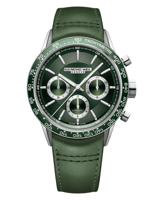 Freelancer Men’s Automatic Chronograph Green Leather Watch, 43.5mm