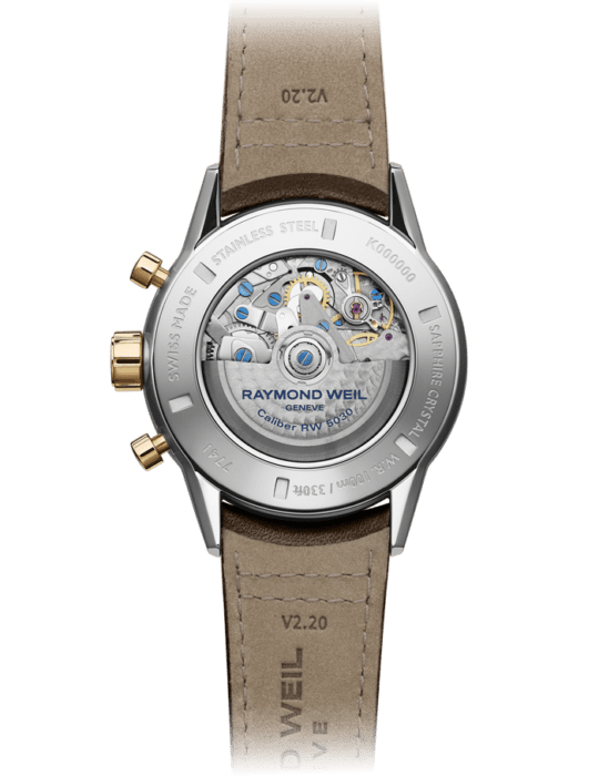 Freelancer Men’s Automatic Chronograph Silver Dial Brown Leather Strap Watch, 43.5mm