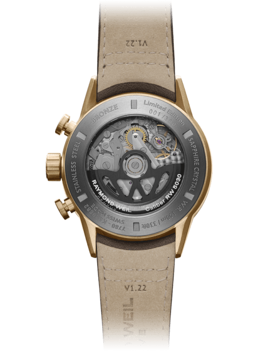 Freelancer Men’s Automatic Chronograph Bi-compax Bronze Leather Watch, 43.5mm