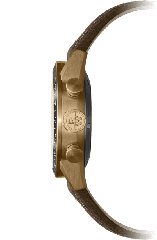 Freelancer Men’s Automatic Chronograph Bi-compax Bronze Leather Watch, 43.5mm