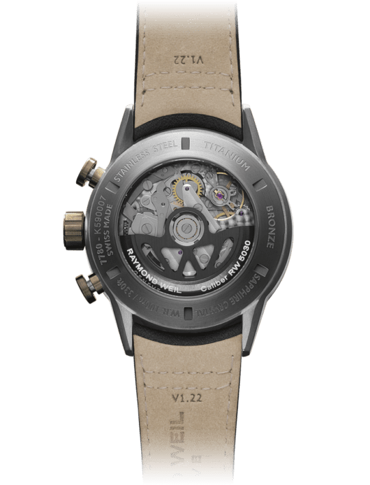 Freelancer Men’s Automatic Chronograph Bi-compax Bronze and Titanium Leather Watch, 43.5MM