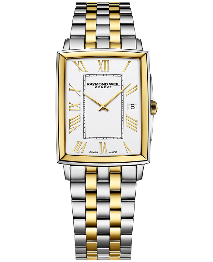 Toccata Men’s Rectangular White Dial Two-Tone Bracelet Watch, 37.25 x 29.60mm