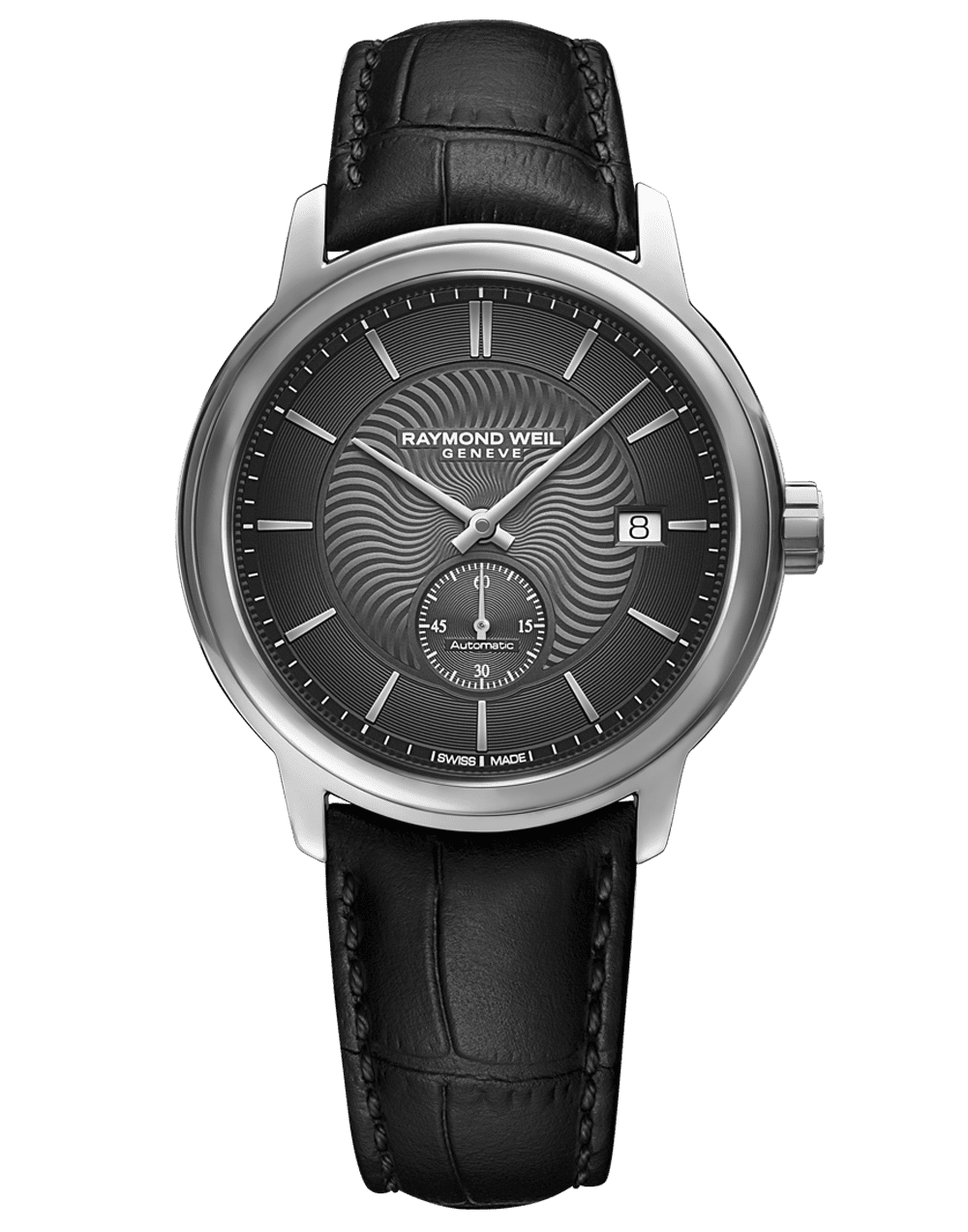 Maestro Men’s Automatic Small Seconds Black Leather Watch, 39.5mm