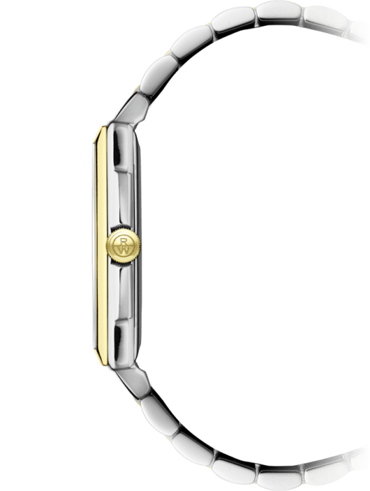 Toccata Men’s Rectangular White Dial Two-Tone Bracelet Watch, 37.25 x 29.60mm