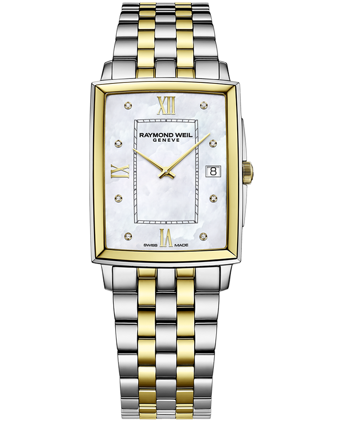 Toccata Mens Quartz Mother-of-Pearl Dial Two-tone Bracelet Watch with Diamonds, 37.25 x 29.60mm