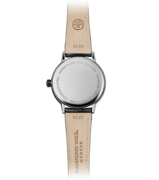 Toccata Ladies Quartz Silver Dial Black Leather Strap Watch, 29mm